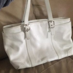 White leather Coach purse or diaper bag